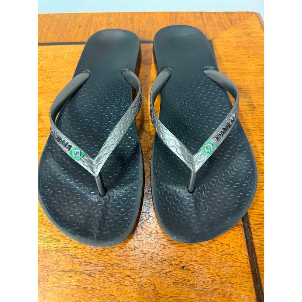 Ipanema Brazil Black Charcoal‎ Grey Flip Flop Sandals Mens 9 Womens 10 Grendene